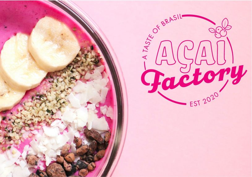 Acai Factory Logo with Acai Bowl